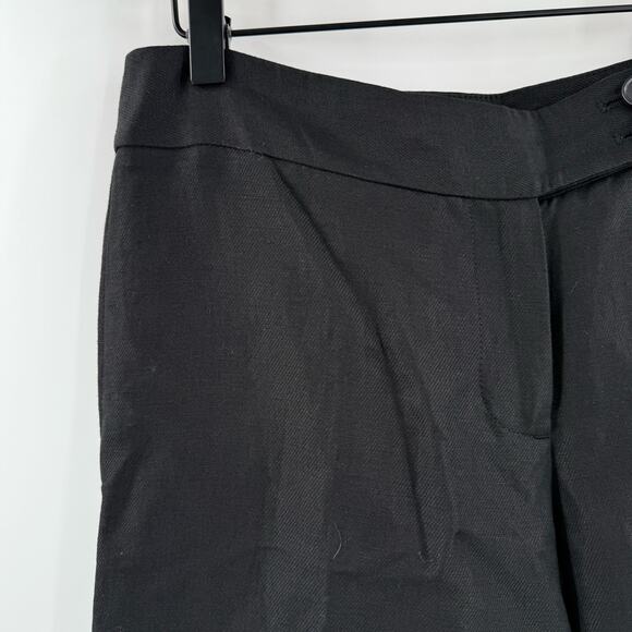 LOFT ANN TAYLOR Pants SZ 2 Linen Blend Black Wide Ann Leg Business Office Work - Picture 5 of 13